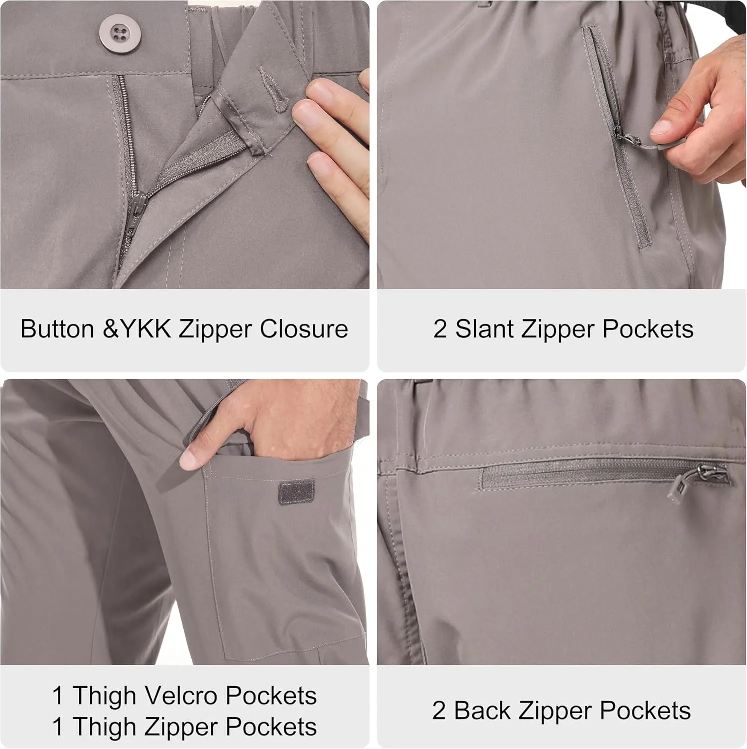 NATUVENIX Hiking Pants Men Lightweight Travel Pants for Men Quick Dry Mens Fishing Pants Water Resistant Cargo Work Pants