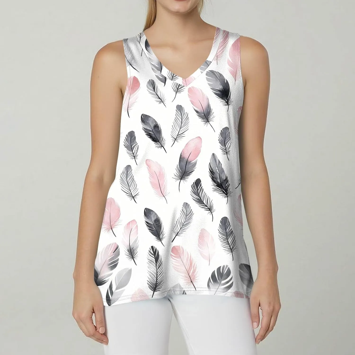 NBXNZWF Womens Tank Tops 2025 Summer Sleeveless V Neck Boho T Shirts Casual Loose Fit Going Out Workout Basic Tunic Tops