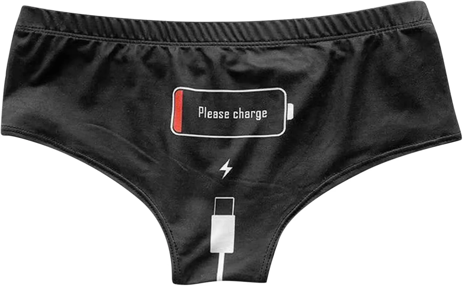 Novelty Funny Women Briefs Panties Please Charge Letter Print Sexy High Waisted Underwear Cotton Boyshorts Lingerie