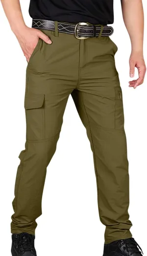 OIOLOYJM Cargo Pants for Men Relaxed Fit Work Waterproof Hiking Pants Stretch Tactical Pants Lightweight Outdoor Travel Pants