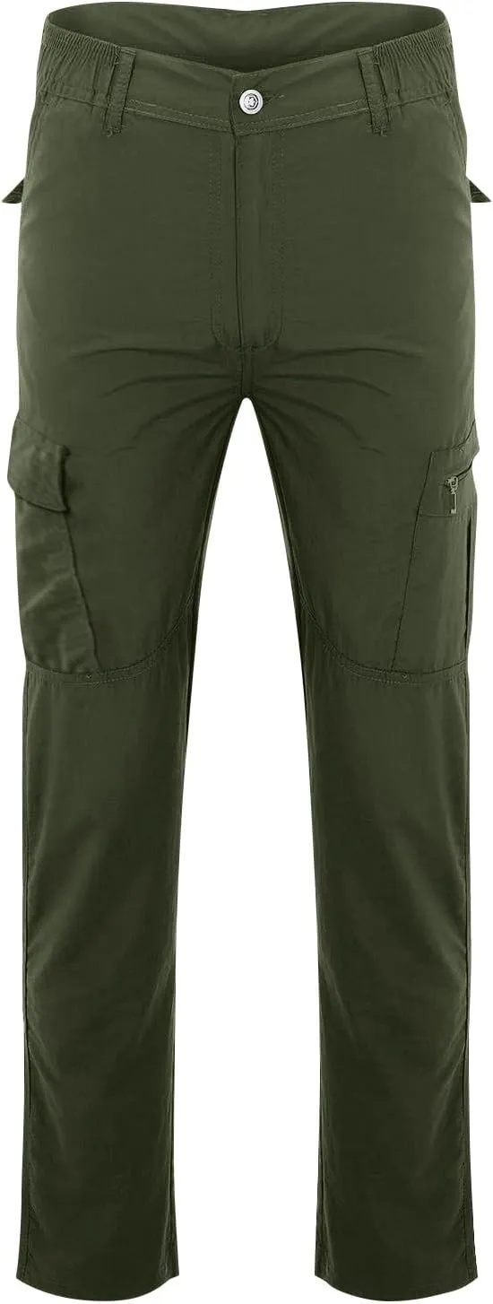 OIOLOYJM Cargo Pants for Men Relaxed Fit Work Waterproof Hiking Pants Stretch Tactical Pants Lightweight Outdoor Travel Pants