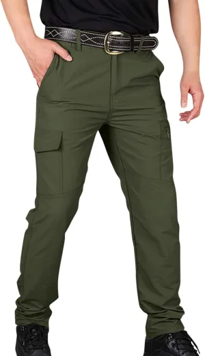 OIOLOYJM Cargo Pants for Men Relaxed Fit Work Waterproof Hiking Pants Stretch Tactical Pants Lightweight Outdoor Travel Pants