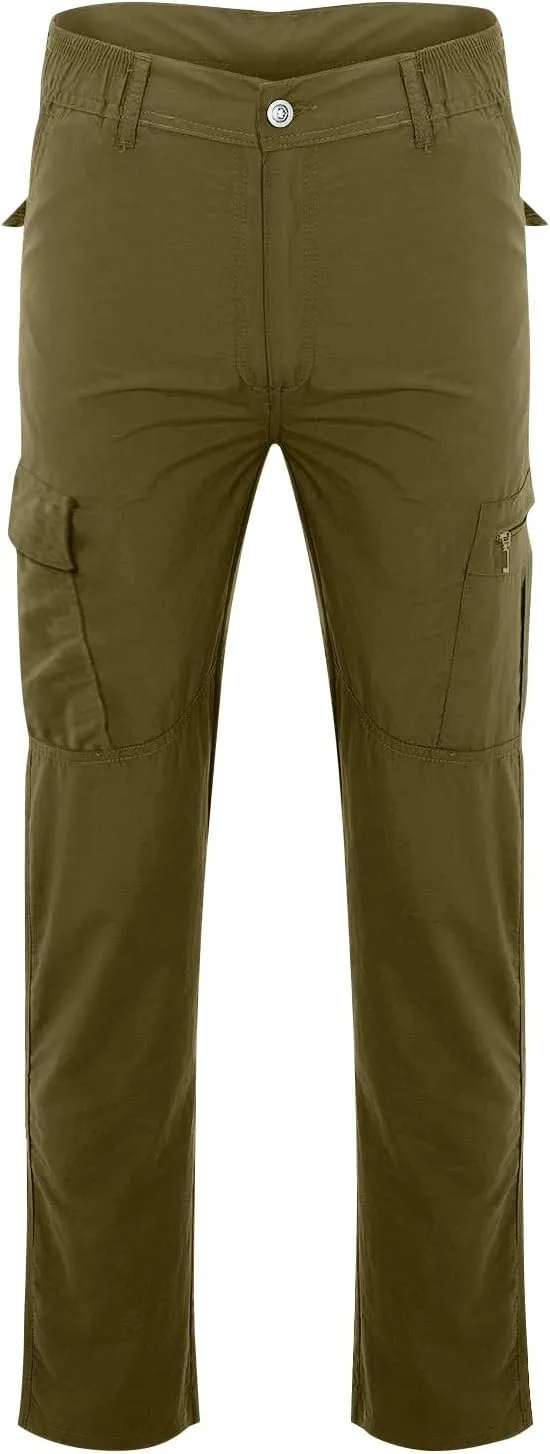 OIOLOYJM Cargo Pants for Men Relaxed Fit Work Waterproof Hiking Pants Stretch Tactical Pants Lightweight Outdoor Travel Pants