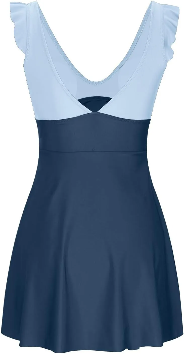 One Piece Swimdress Swimsuits for Women Tummy Control Swim Dresses Skirt Bathing Suit Athletic Skirted Swimsuit