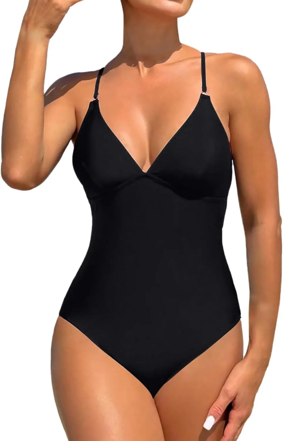 One Piece Swimsuits for Women Sexy Tummy Control V Neck Backless Bathing Suit Modest Summer Beach Outfits 2025