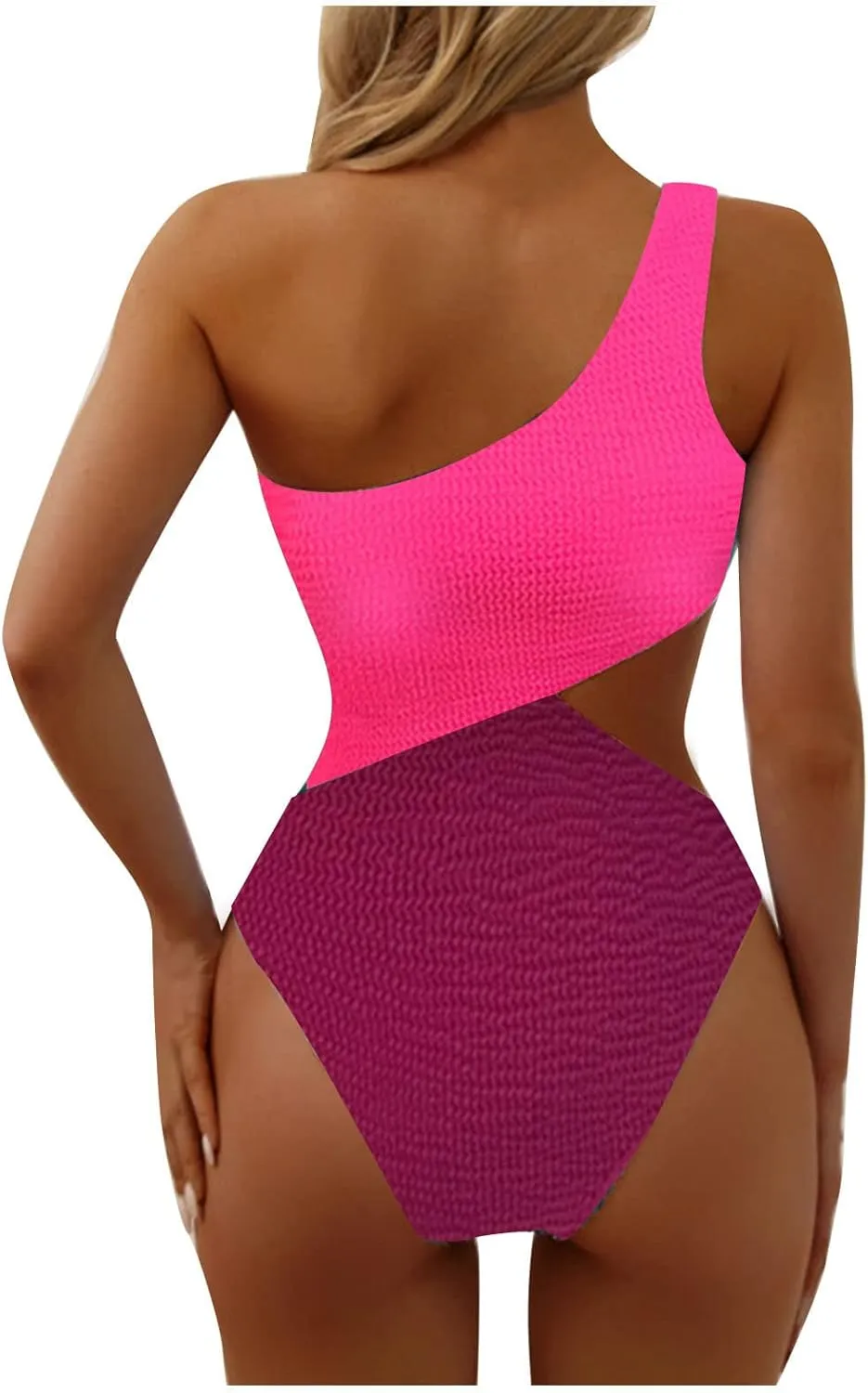 One Shoulder One Piece Swimsuit for Women Tummy Control Modest Full Coverage Keyhole Swimwear High Cut Bathing Suits