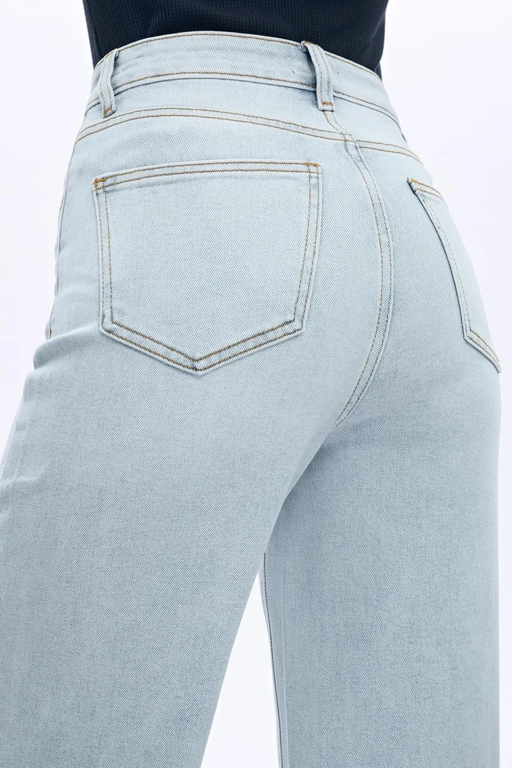 ONESO High Waisted Stretchy Women Wide Leg Jeans Buckle Baggy Pants Underwear Lady Trouser