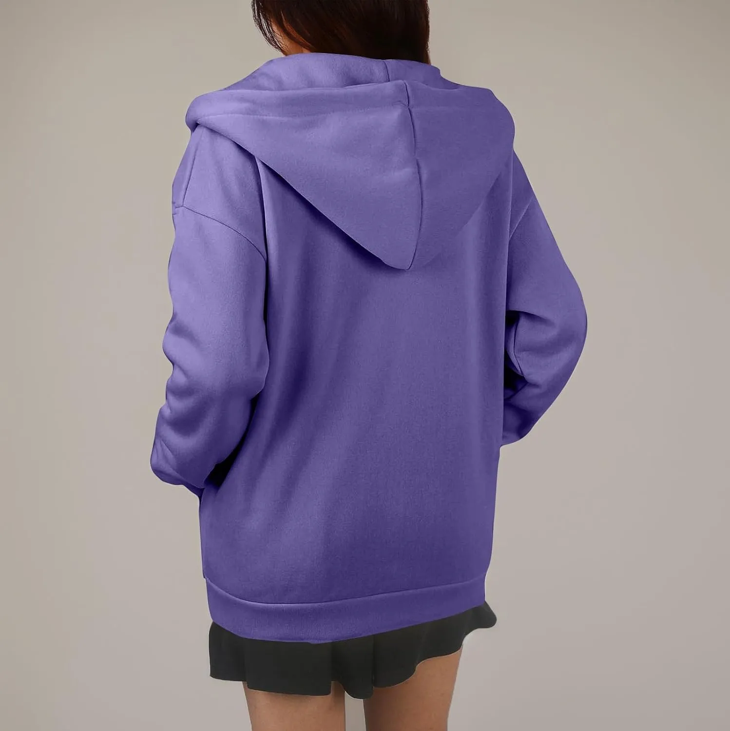 Oversized Hoodies for Women Zip Up Lightweight Long Sleeve Jackets Drawstring Y2K Sweatshirt Kangaroo Pocket