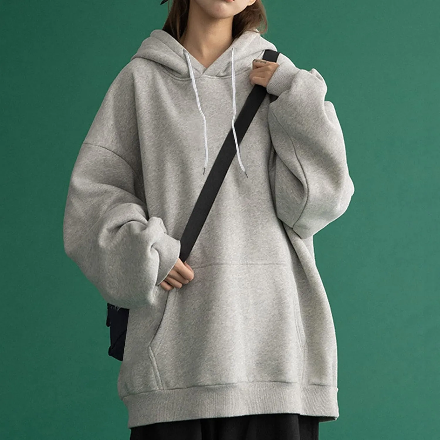Oversized Sweatshirts for Women Loose Fit Casual Pocket Pullover Hoodies Long Sleeve String Solid Activewear Sweater