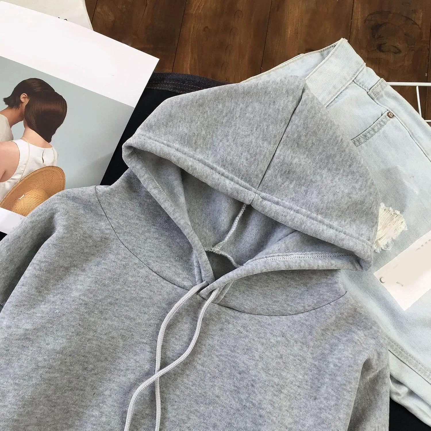 Oversized Sweatshirts for Women Loose Fit Casual Pocket Pullover Hoodies Long Sleeve String Solid Activewear Sweater