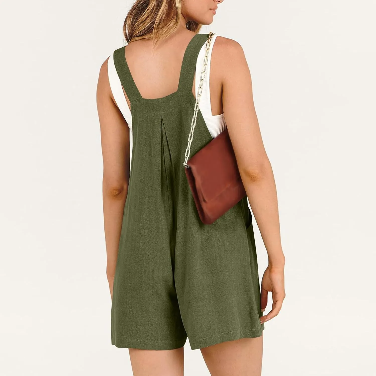 Plus Size Short Rompers for Women Linen Overall Shorts Shortalls Smocked Adjustable Straps Short Bib Overalls Jumpsuits
