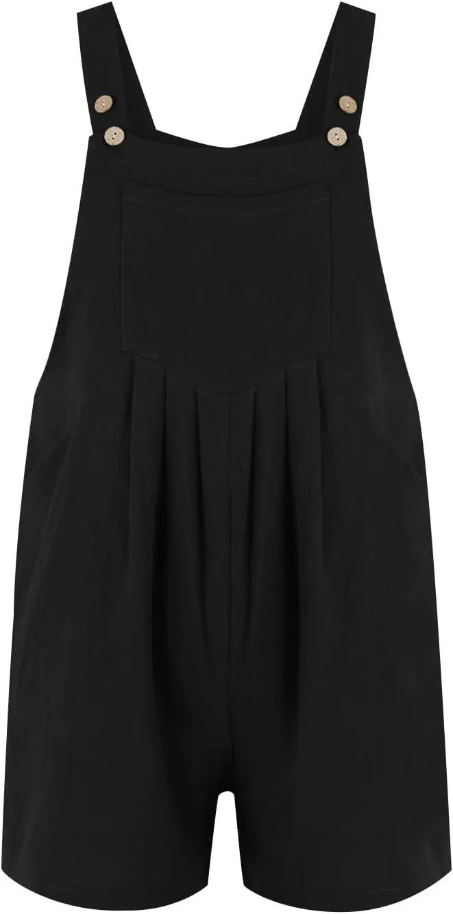 Plus Size Short Rompers for Women Linen Overall Shorts Shortalls Smocked Adjustable Straps Short Bib Overalls Jumpsuits