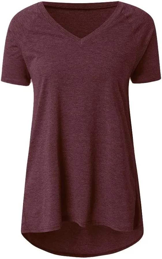 Plus Size Tunic Tops for Women Long Flowy Shirts for Leggings Short Sleeve V Neck/Crewneck Tees Blouse