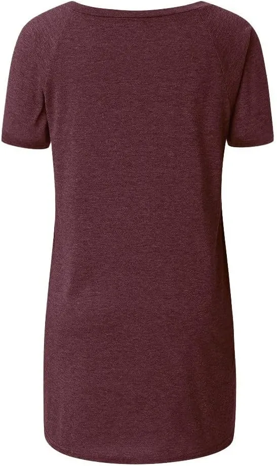Plus Size Tunic Tops for Women Long Flowy Shirts for Leggings Short Sleeve V Neck/Crewneck Tees Blouse