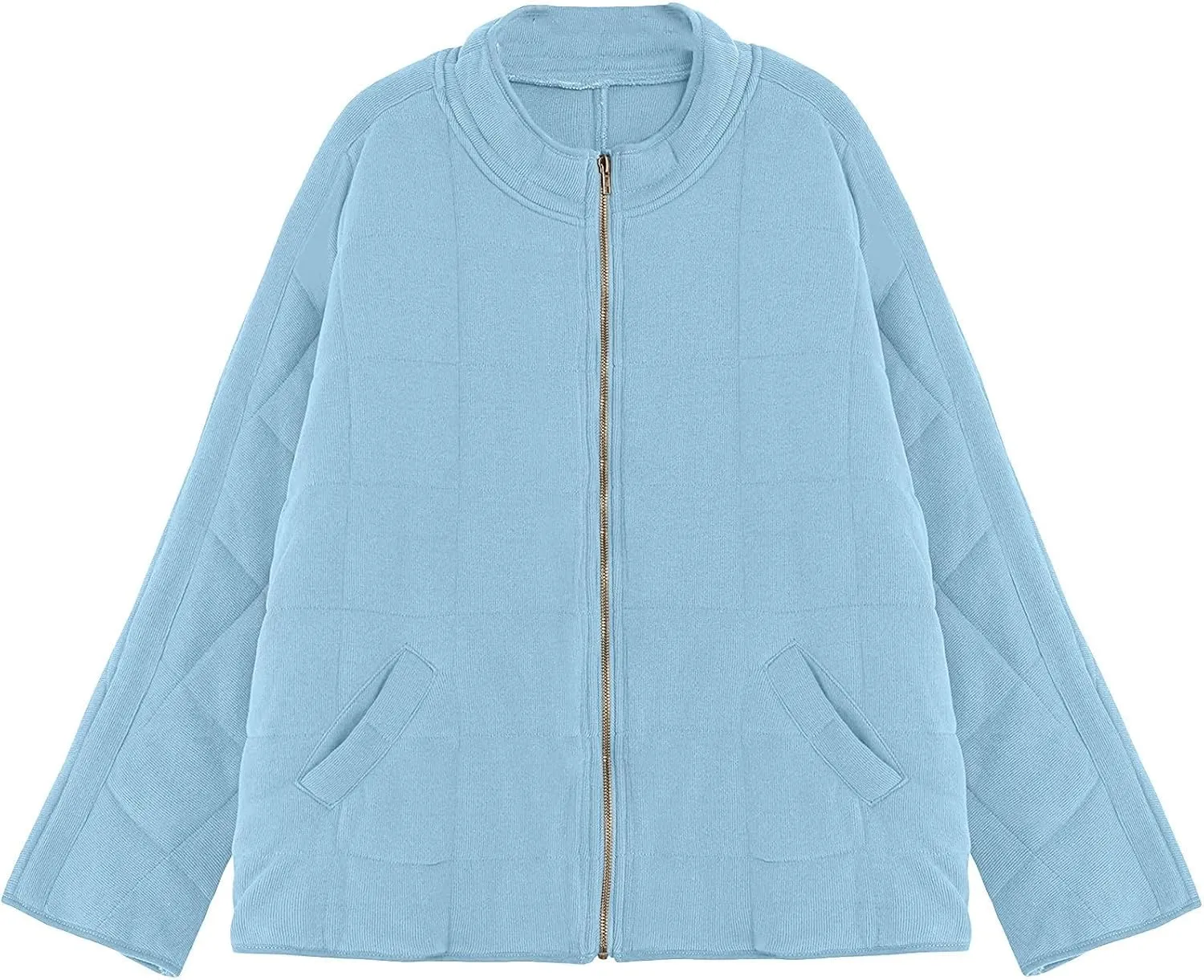 Quilted Jackets for Women Baggy Lightweight Zip up Coat Padded Warm Winter Down Overcoat with Pockets Casual Outwear