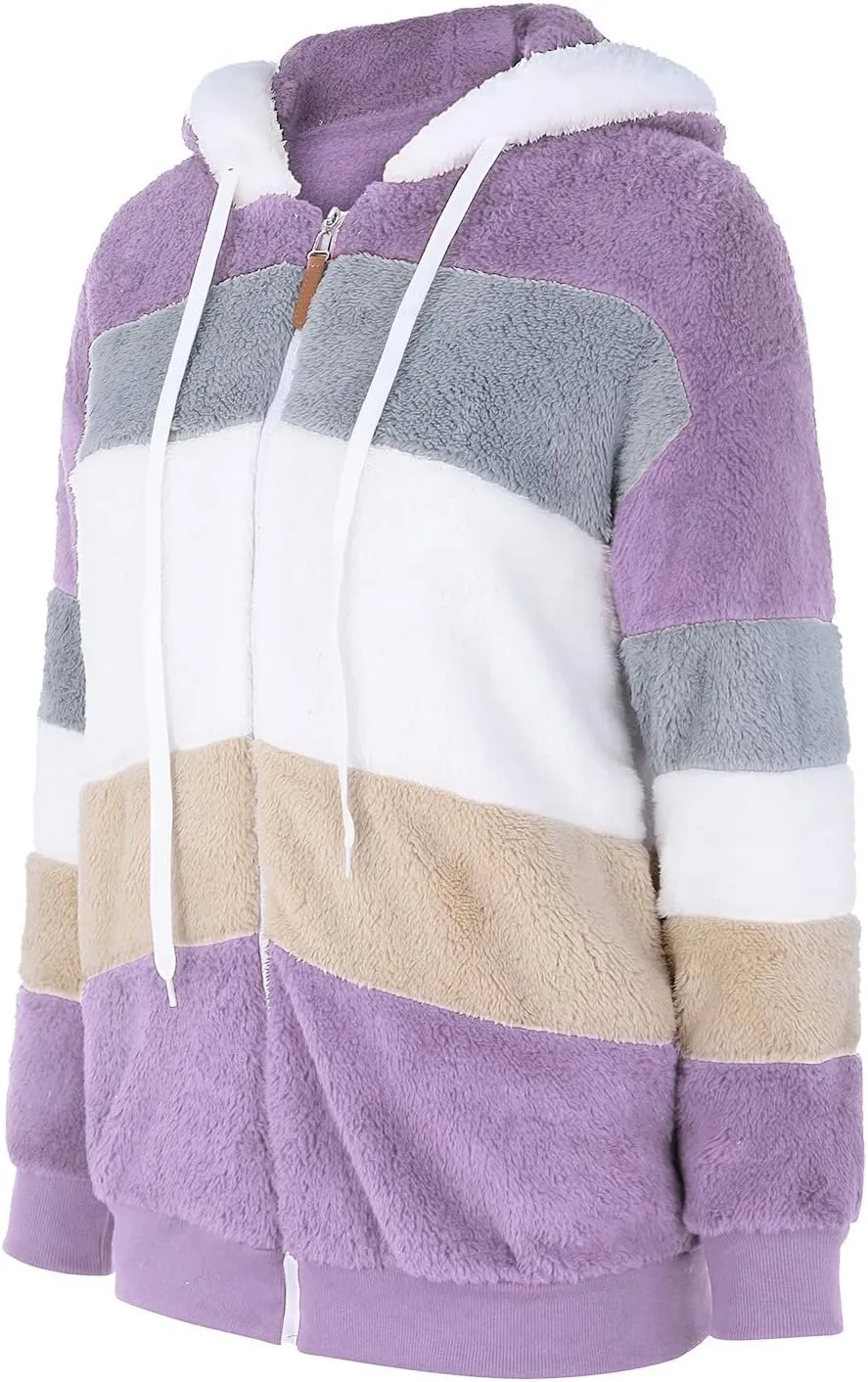 QWENTMTNTY Winter Coats for Women 2023 Sherpa Coats Lightweight Sherpa Lined Jacket No Hood Warm Winter Coats Outerwear