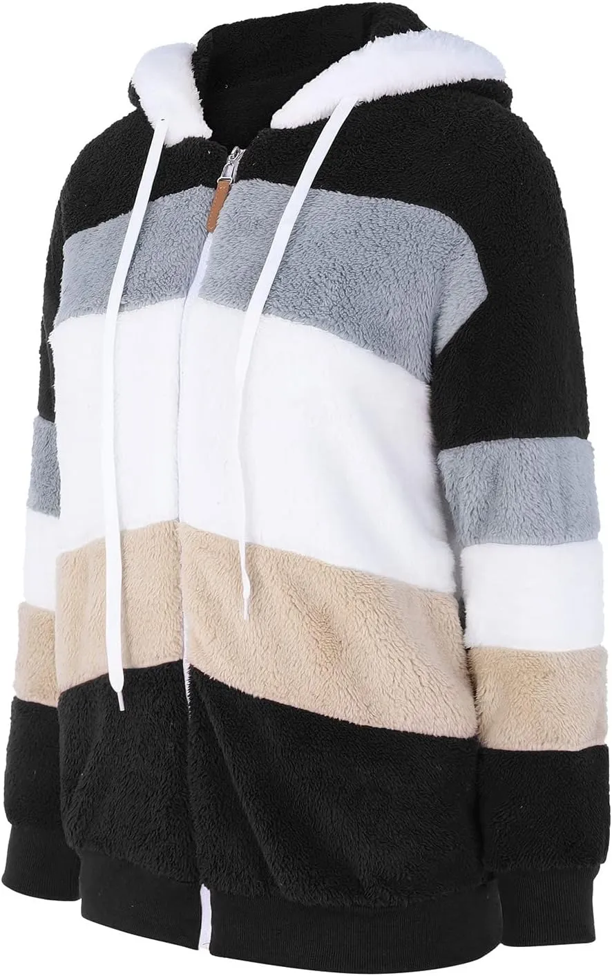 QWENTMTNTY Winter Coats for Women 2023 Sherpa Coats Lightweight Sherpa Lined Jacket No Hood Warm Winter Coats Outerwear