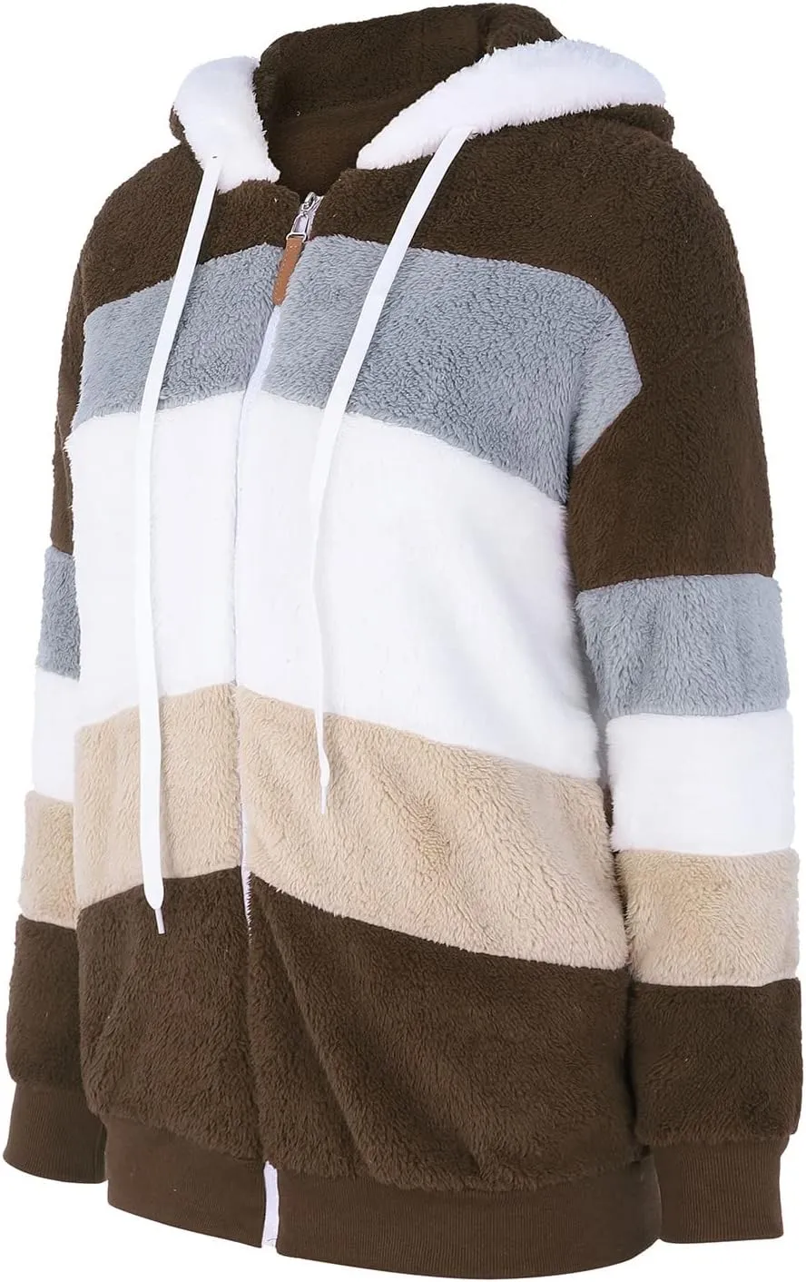 QWENTMTNTY Winter Coats for Women 2023 Sherpa Coats Lightweight Sherpa Lined Jacket No Hood Warm Winter Coats Outerwear