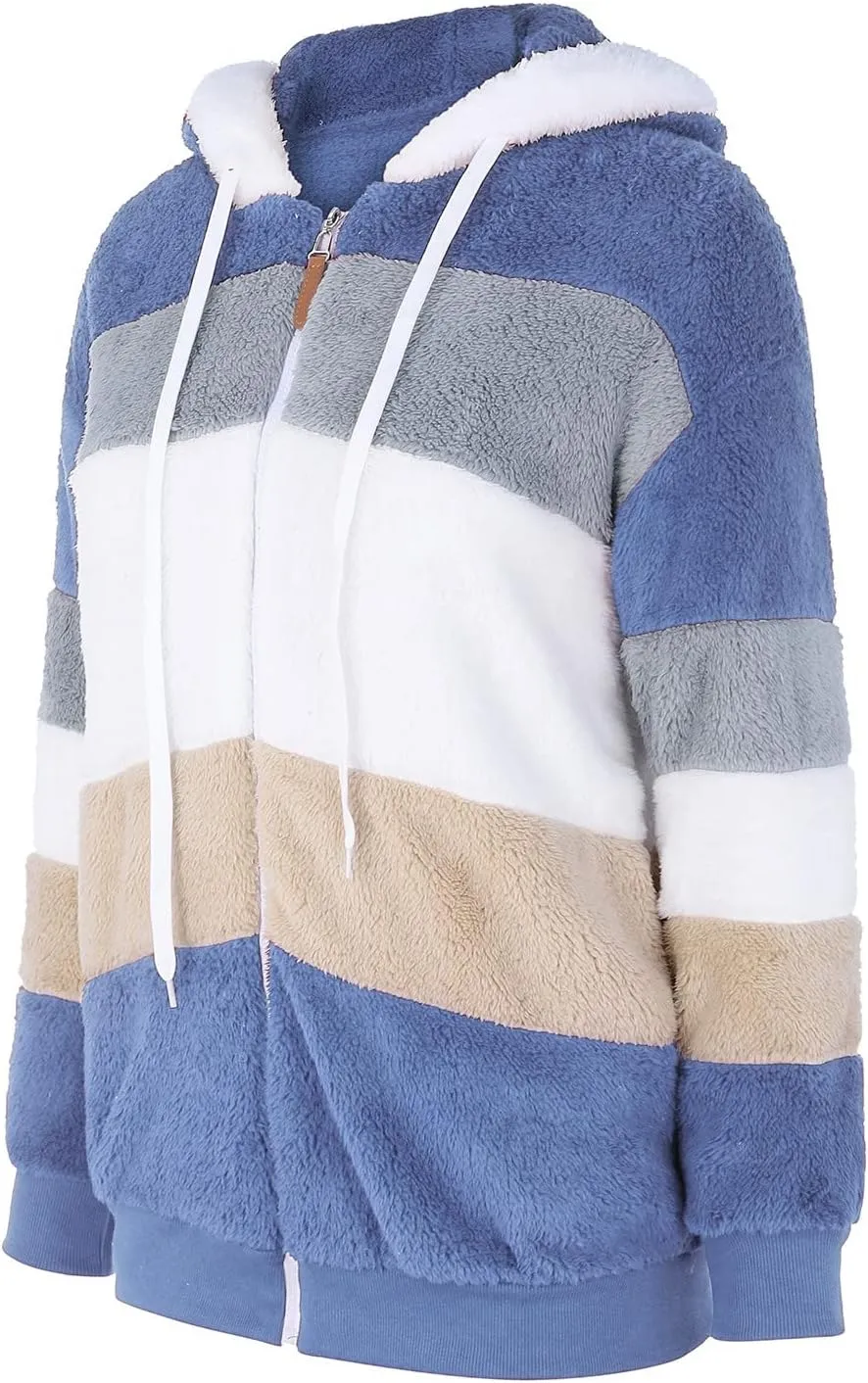 QWENTMTNTY Winter Coats for Women 2023 Sherpa Coats Lightweight Sherpa Lined Jacket No Hood Warm Winter Coats Outerwear