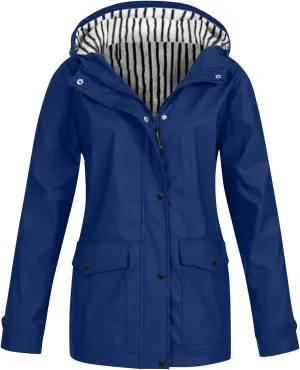 Rain Jacket for Women Zip Up Casual Hoodies Windbreaker Waterproof Coat Travel Long Sleeve Hiking Autumn Jacketes