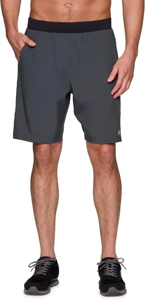 RBX Activewear Workout Shorts for Men, Quick Drying Woven Running Basketball Shorts with Flat Waistband, 9" Inseam