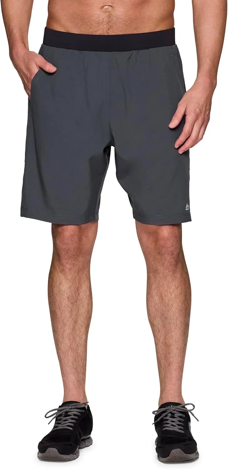 RBX Activewear Workout Shorts for Men, Quick Drying Woven Running Basketball Shorts with Flat Waistband, 9" Inseam