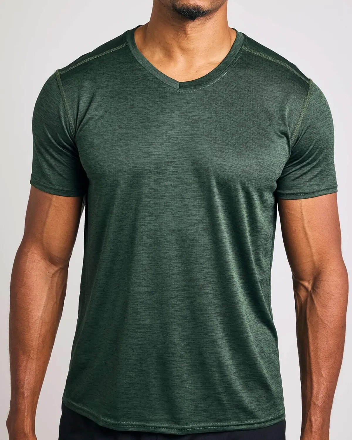 Real Essentials 5 Pack: Mens V-Neck Dry-Fit Moisture Wicking Active Athletic Tech Performance T-Shirt