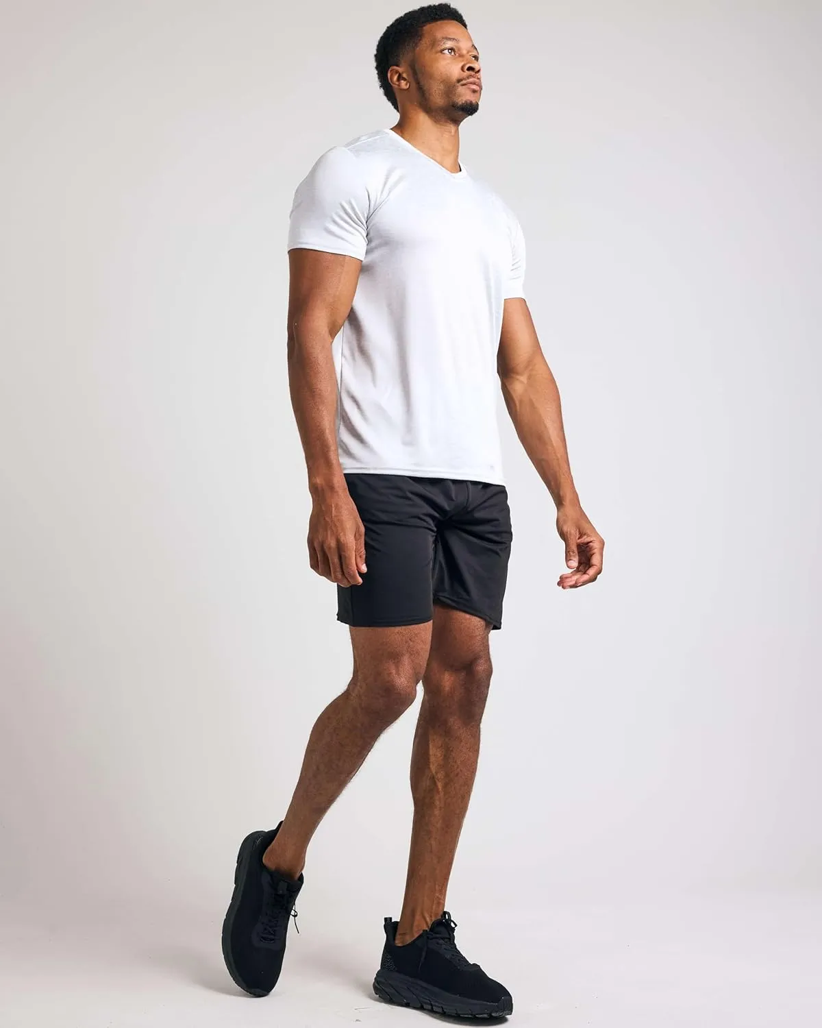 Real Essentials 5 Pack: Mens V-Neck Dry-Fit Moisture Wicking Active Athletic Tech Performance T-Shirt