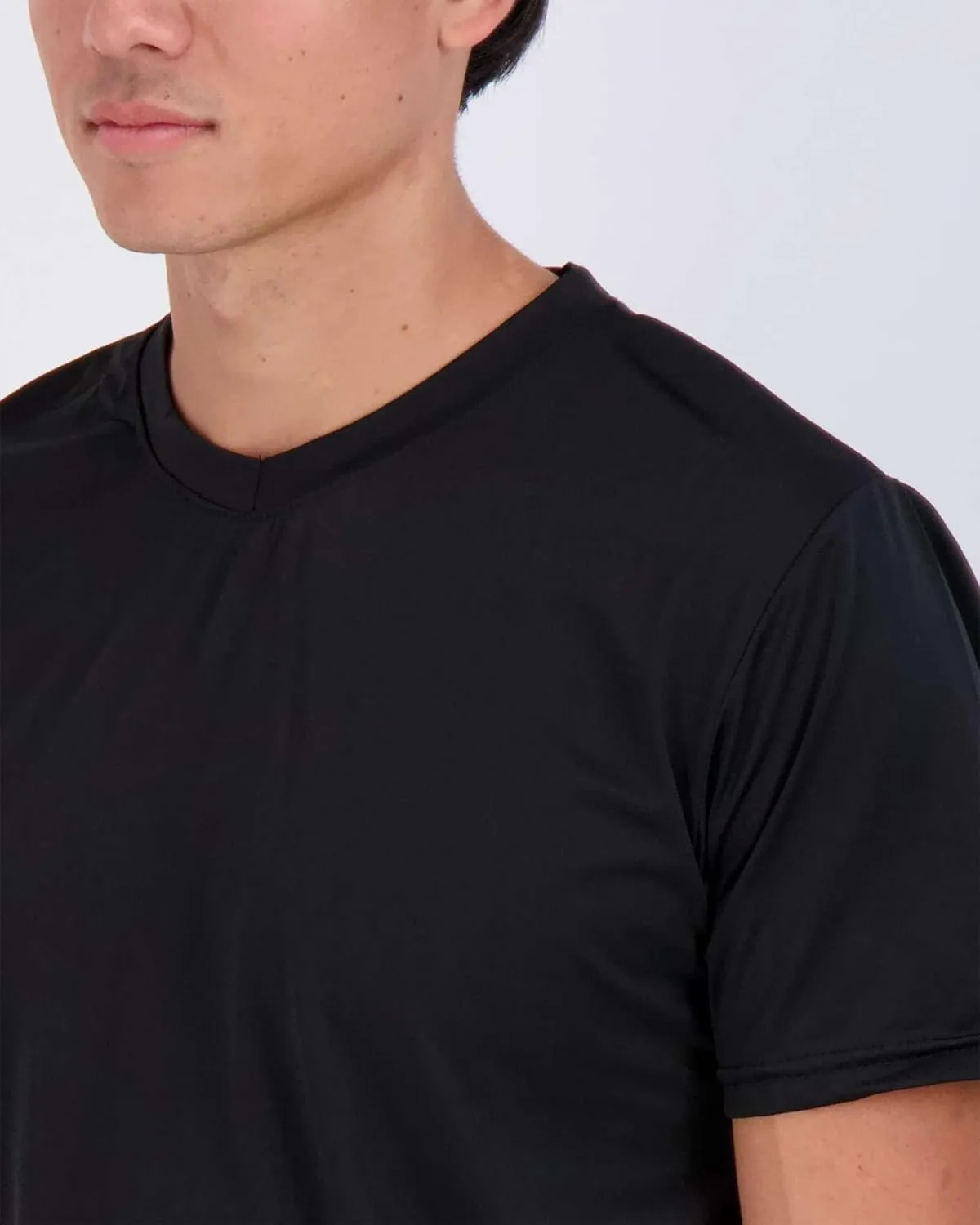 Real Essentials 5 Pack: Mens V-Neck Dry-Fit Moisture Wicking Active Athletic Tech Performance T-Shirt