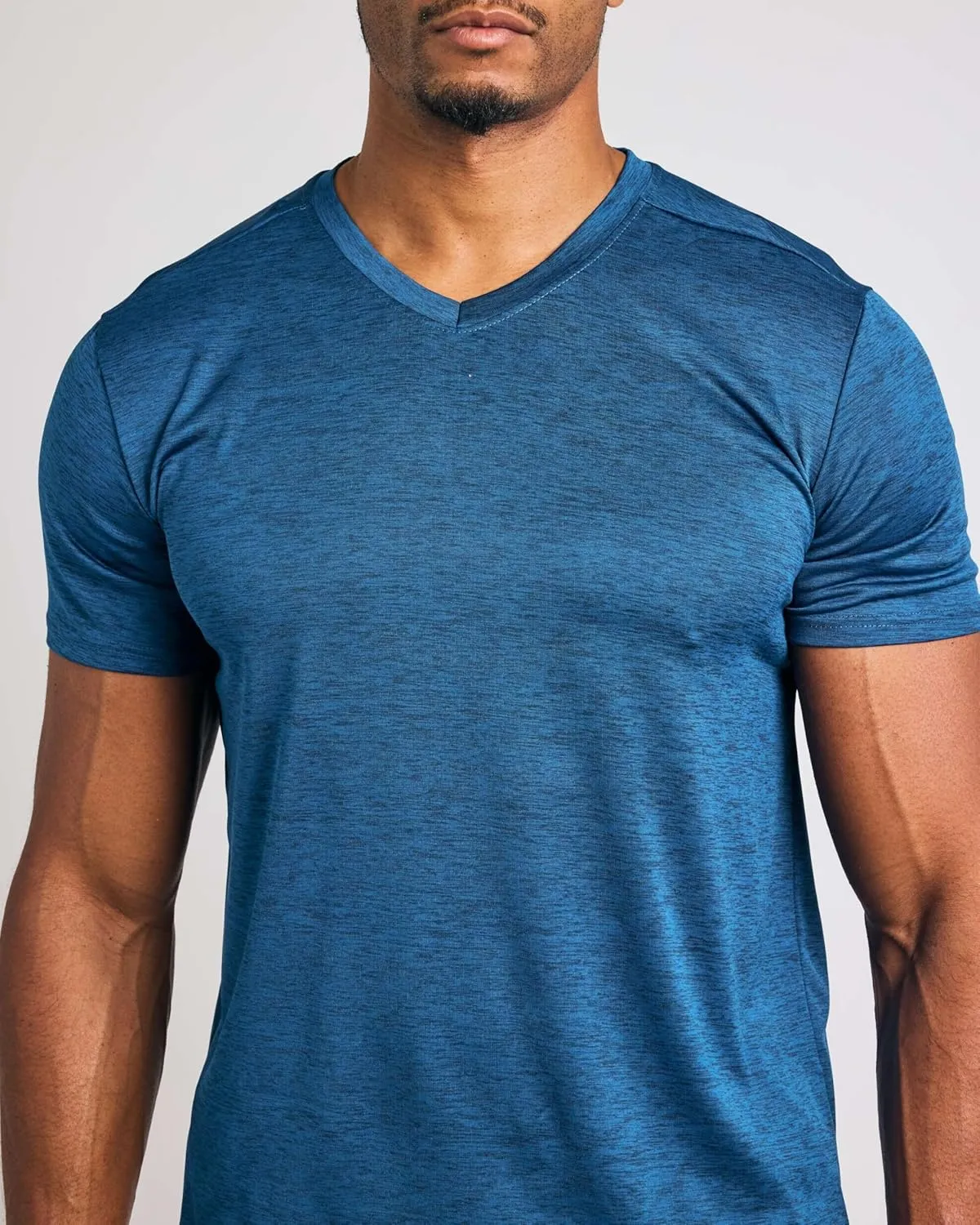 Real Essentials 5 Pack: Mens V-Neck Dry-Fit Moisture Wicking Active Athletic Tech Performance T-Shirt