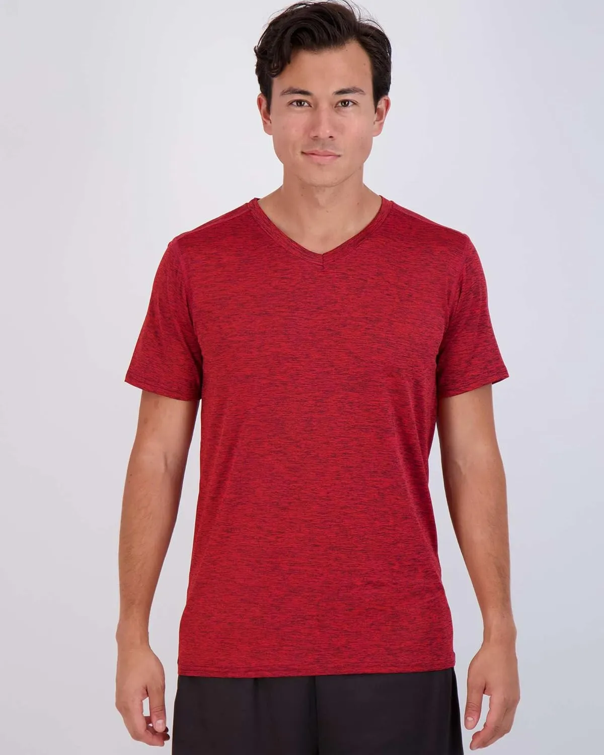 Real Essentials 5 Pack: Mens V-Neck Dry-Fit Moisture Wicking Active Athletic Tech Performance T-Shirt