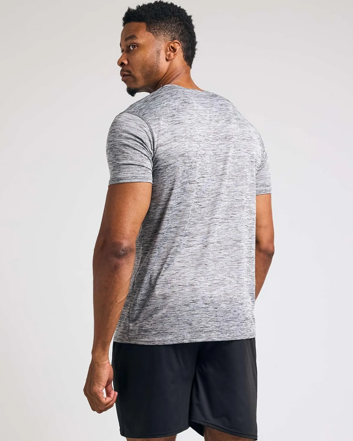 Real Essentials 5 Pack: Mens V-Neck Dry-Fit Moisture Wicking Active Athletic Tech Performance T-Shirt