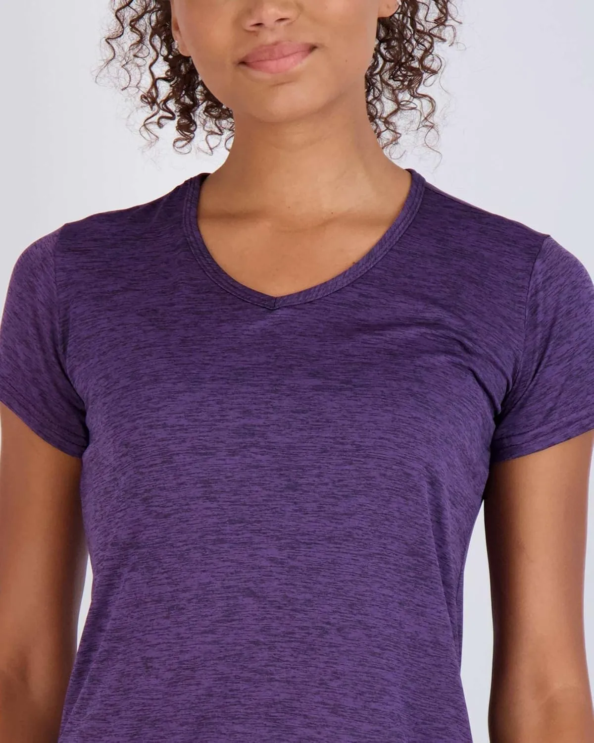Real Essentials 5 Pack: Women's Short Sleeve V-Neck Activewear T-Shirt Dry-Fit Wicking Yoga Top (Available in Plus)