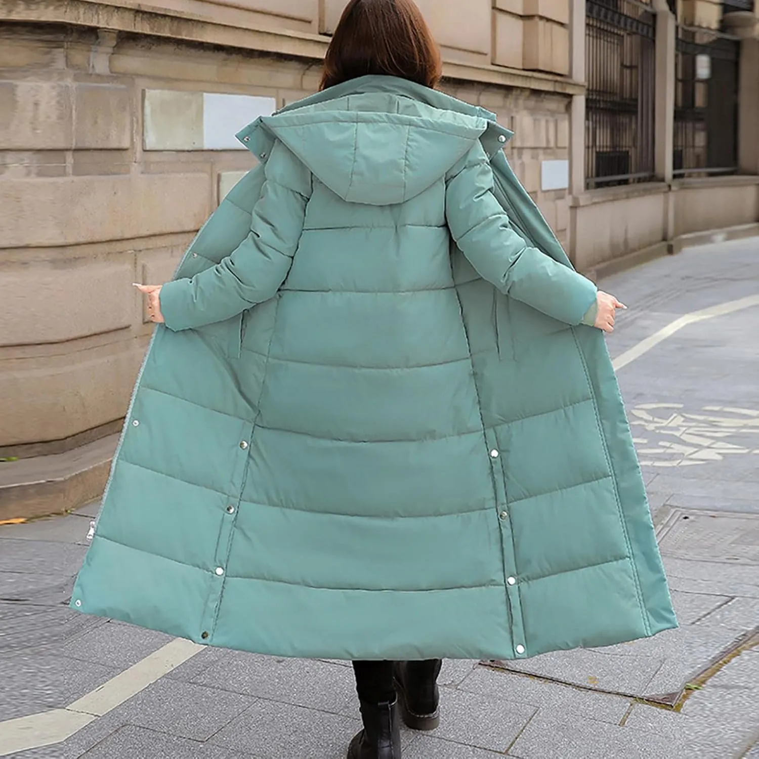 RKSTN Down Vest Sleeveless Puffer Jacket for Women Long Winter Coats Vest with Hood Warm Down Coat Outdoor Zipper Outerwear