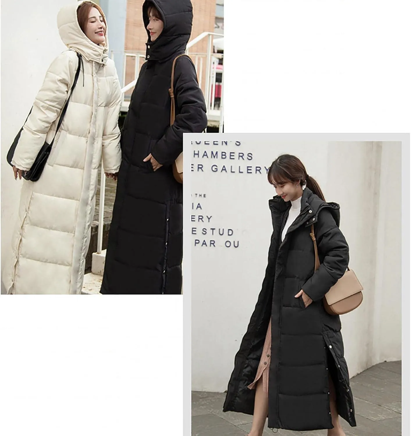 RKSTN Down Vest Sleeveless Puffer Jacket for Women Long Winter Coats Vest with Hood Warm Down Coat Outdoor Zipper Outerwear