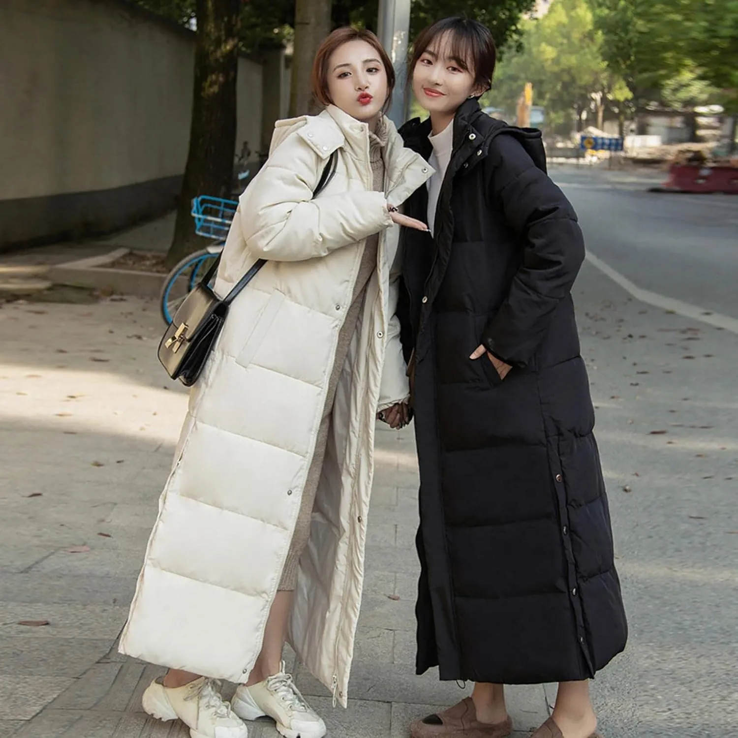 RKSTN Down Vest Sleeveless Puffer Jacket for Women Long Winter Coats Vest with Hood Warm Down Coat Outdoor Zipper Outerwear
