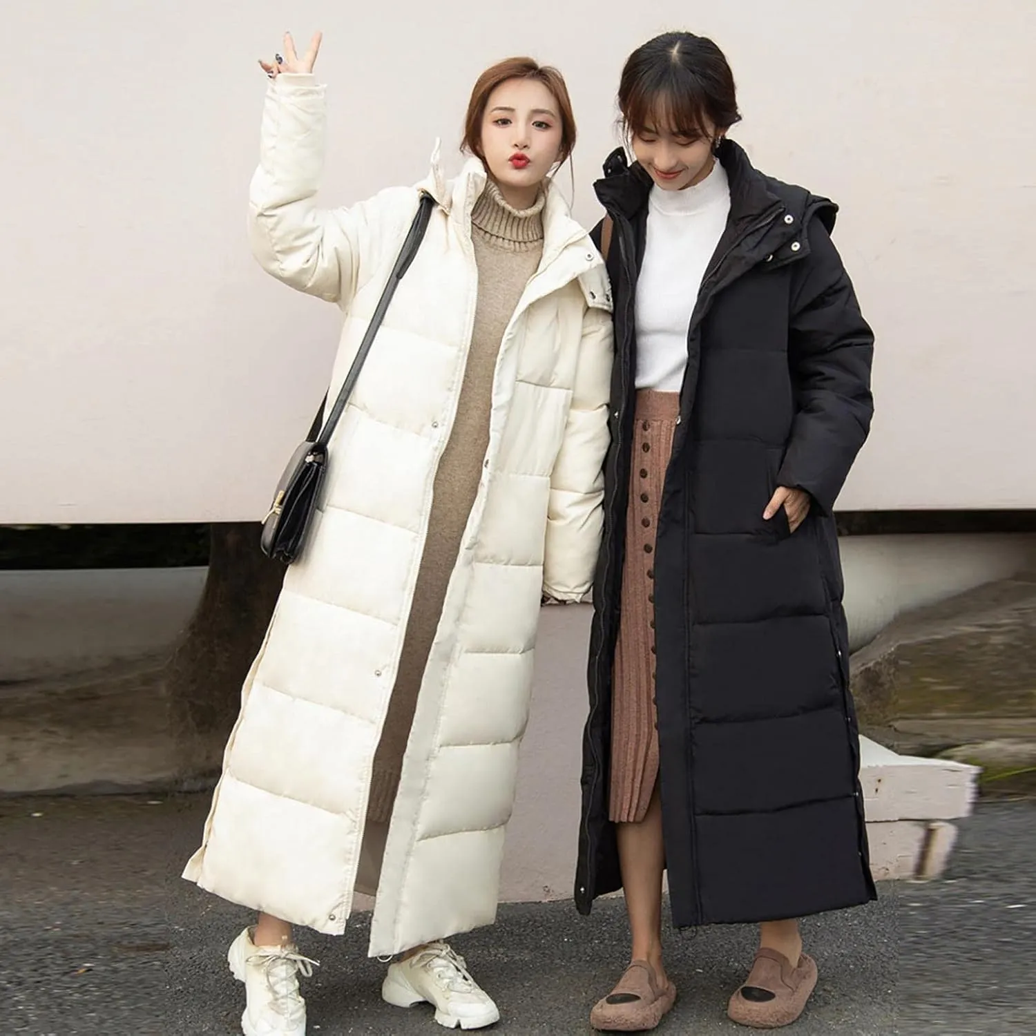 RKSTN Down Vest Sleeveless Puffer Jacket for Women Long Winter Coats Vest with Hood Warm Down Coat Outdoor Zipper Outerwear