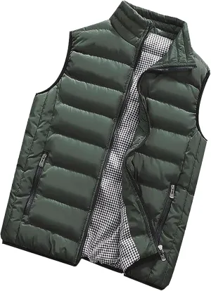 RTRDE Men's Winter Vest Outdoor Casual Stand Collar Padded Vest Coats Puffer Packable, M-5XL