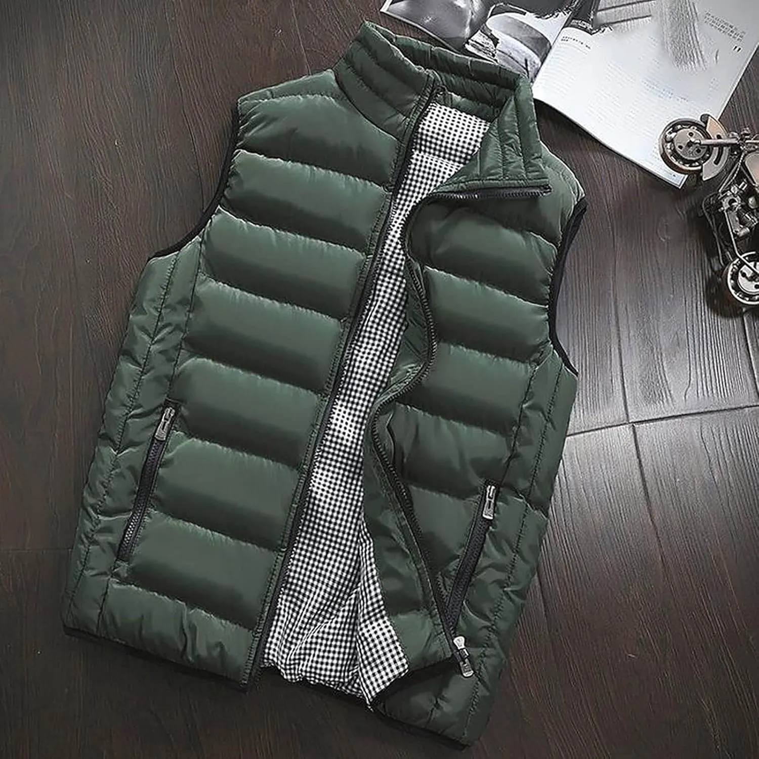 RTRDE Men's Winter Vest Outdoor Casual Stand Collar Padded Vest Coats Puffer Packable, M-5XL