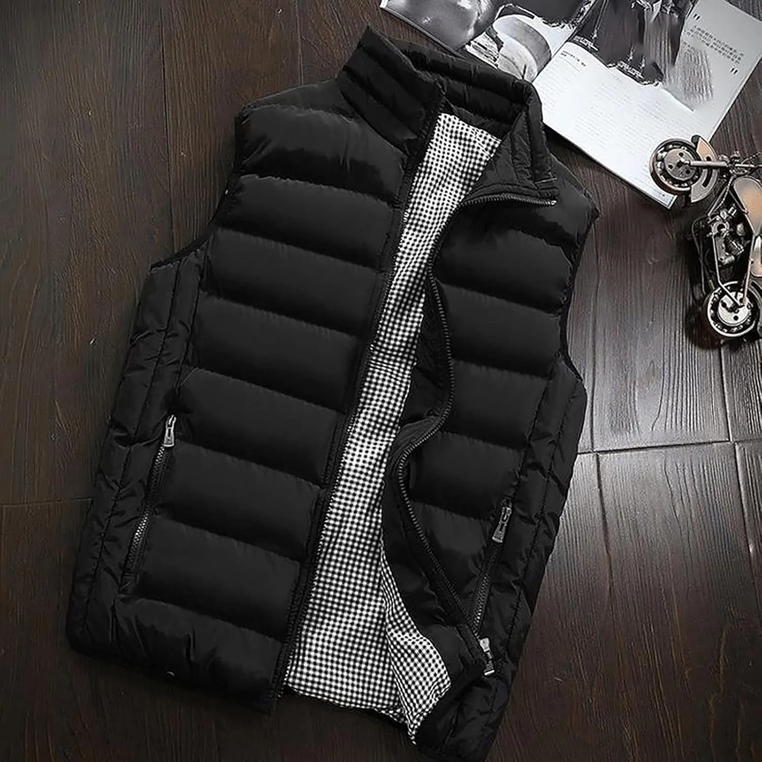 RTRDE Men's Winter Vest Outdoor Casual Stand Collar Padded Vest Coats Puffer Packable, M-5XL