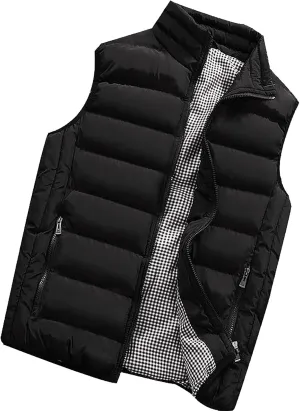 RTRDE Men's Winter Vest Outdoor Casual Stand Collar Padded Vest Coats Puffer Packable, M-5XL