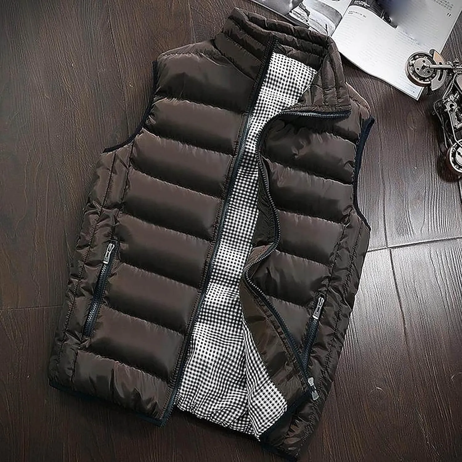 RTRDE Men's Winter Vest Outdoor Casual Stand Collar Padded Vest Coats Puffer Packable, M-5XL