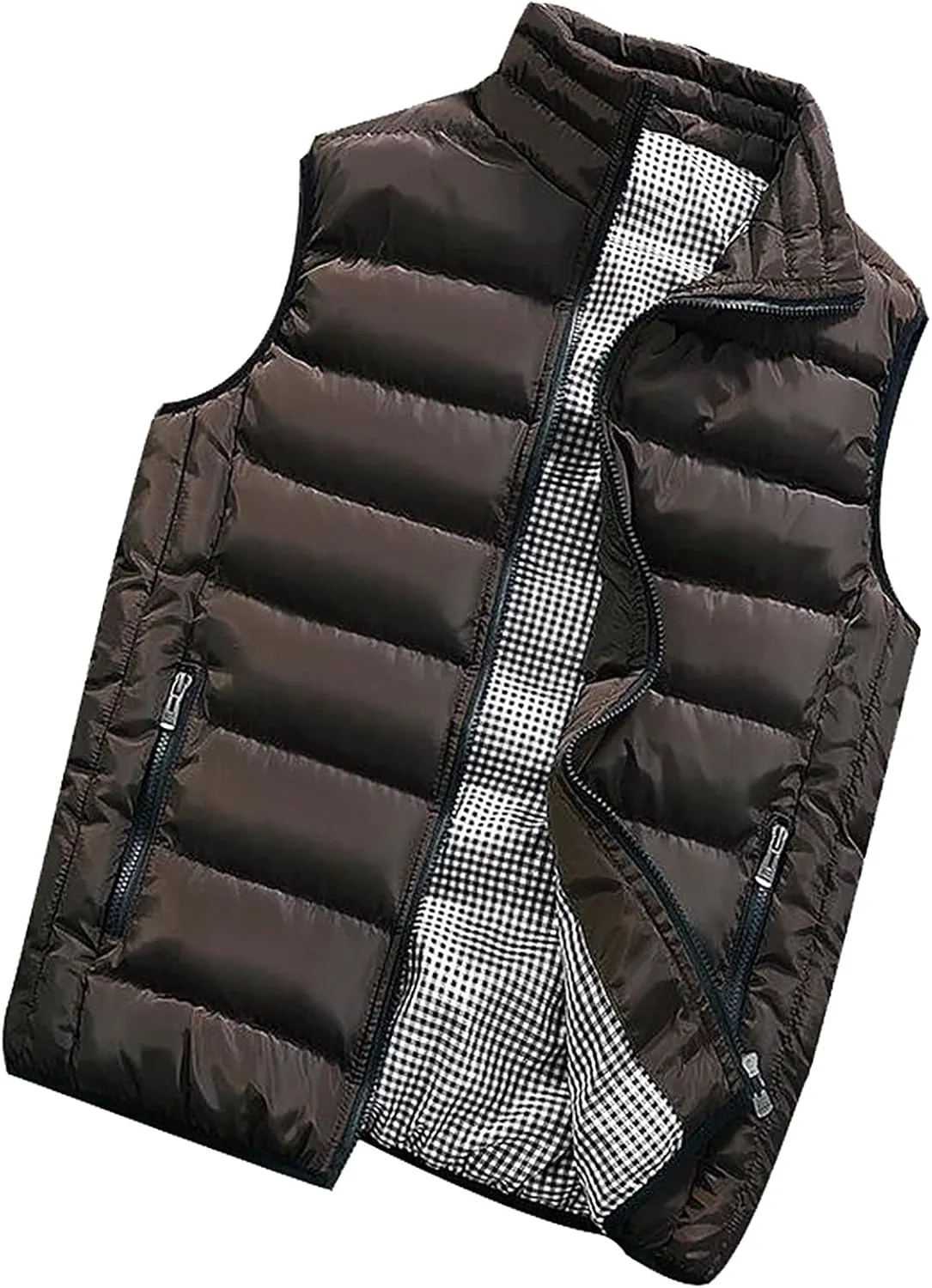 RTRDE Men's Winter Vest Outdoor Casual Stand Collar Padded Vest Coats Puffer Packable, M-5XL