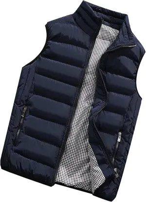 RTRDE Men's Winter Vest Outdoor Casual Stand Collar Padded Vest Coats Puffer Packable, M-5XL