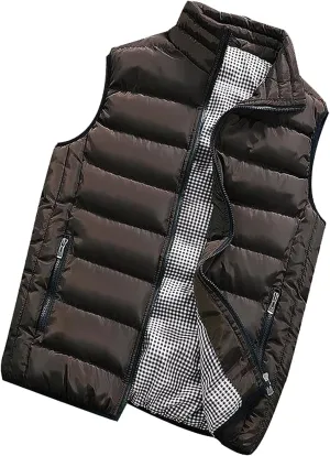 RTRDE Men's Winter Vest Outdoor Casual Stand Collar Padded Vest Coats Puffer Packable, M-5XL