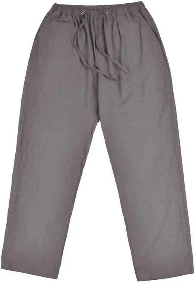 sdbrld Pants For Men Mens Stretchy Waist Pants Loose Fit Straight Legs Beach Pants Casual Solid Cotton Overalls Pants