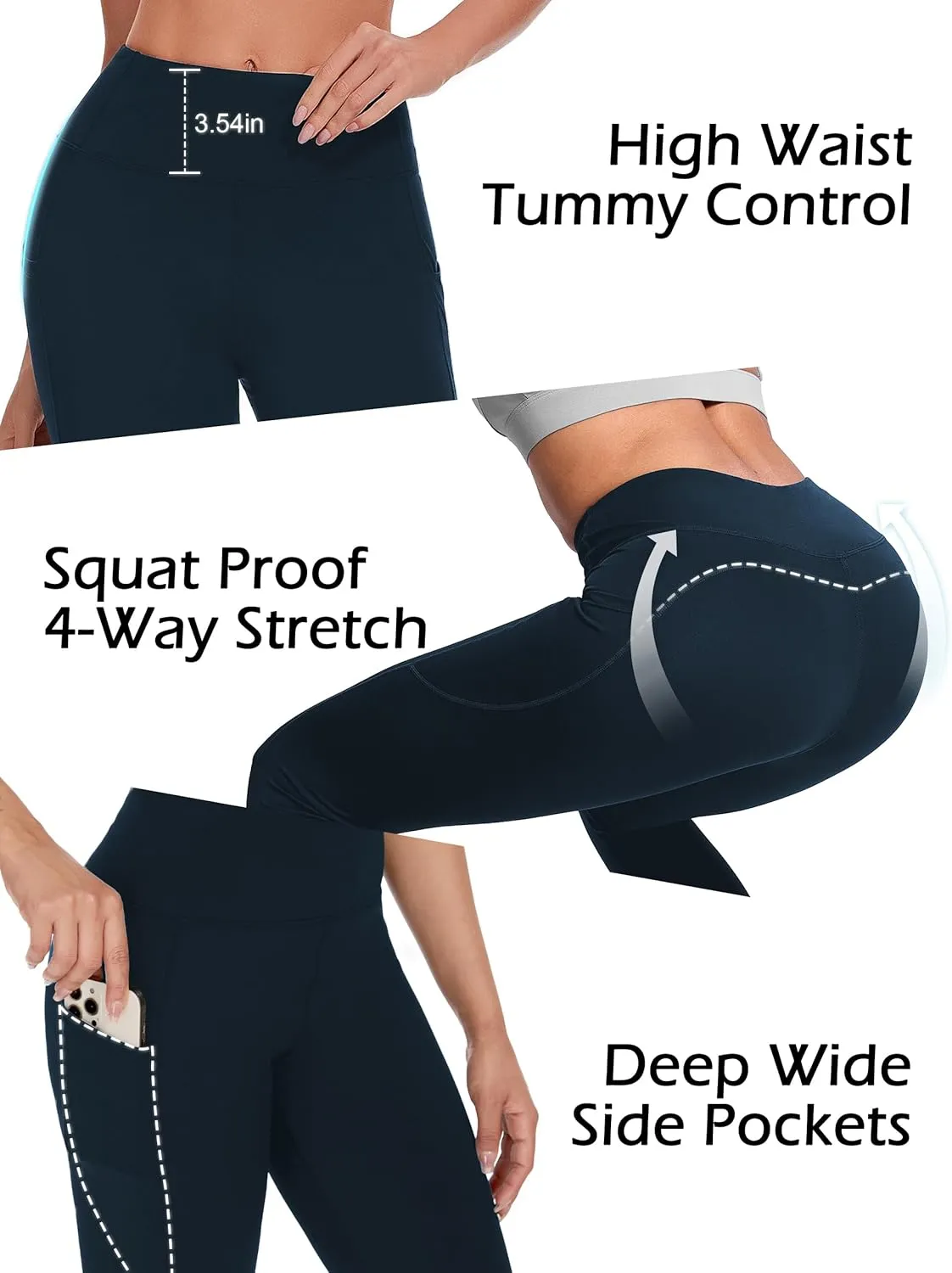 SEVEGO Tall Women's 30"/32"/34"/36" Yoga Leggings High Waist Workout Activewear Pants with Pockets