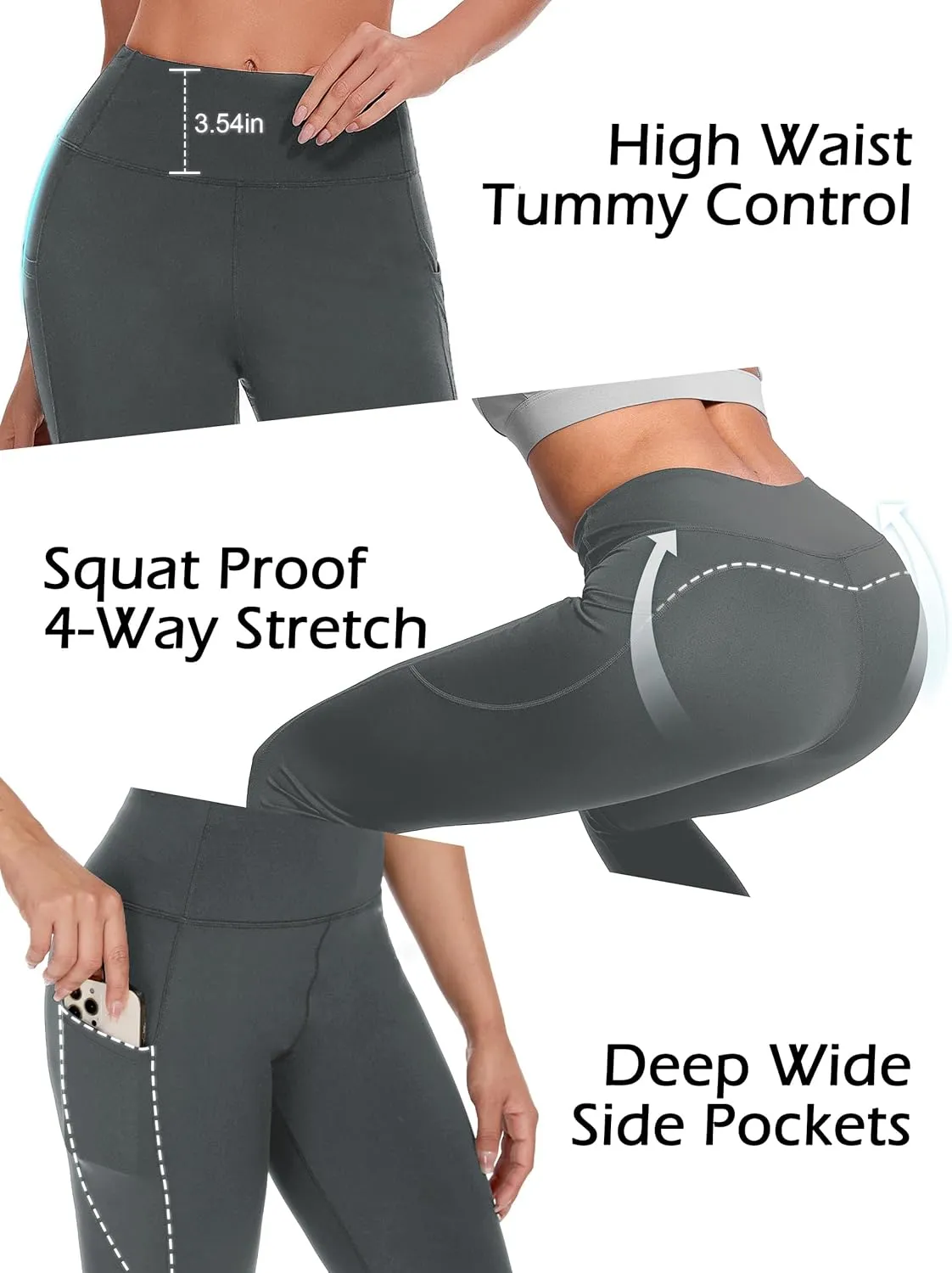 SEVEGO Tall Women's 30"/32"/34"/36" Yoga Leggings High Waist Workout Activewear Pants with Pockets