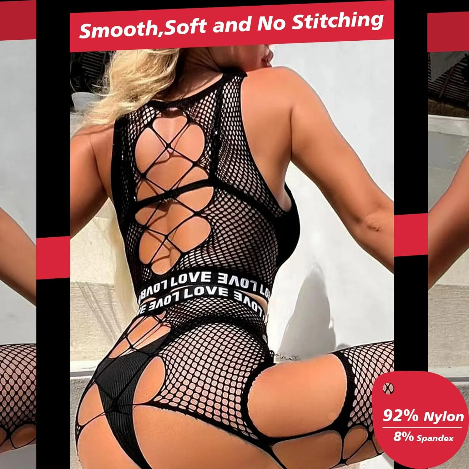 Sexy Lingerie for Women Naughty Fishnet Lingerie Set Bodysuit Erotic Teddy Sheer Mesh Outfits