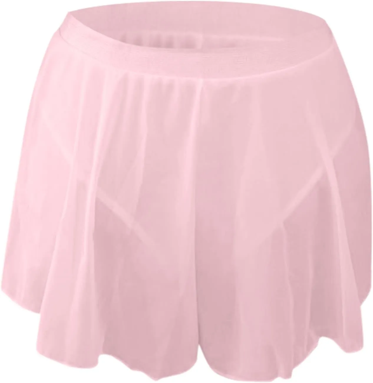 Sexy Womens Sheer Mesh Mini Skirt Plus Size Lingerie for Women Stretch High Waisted Pleated Ruffled Short Skirts